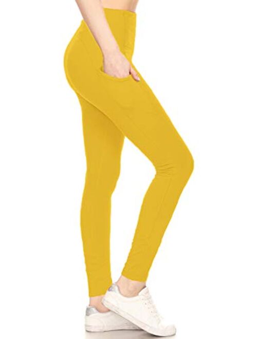 Leggings Depot Women's High Waisted Premium Active Pocket Yoga Leggings Pants