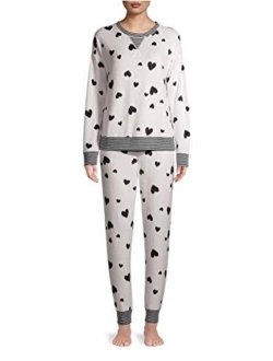 Hearts Arctic White Plush Pajama Sleep Set