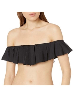 Women's Off Shoulder Ruffle Bandeau Bikini Swimsuit Top