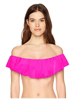 Women's Off Shoulder Ruffle Bandeau Bikini Swimsuit Top