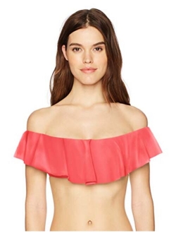 Women's Off Shoulder Ruffle Bandeau Bikini Swimsuit Top