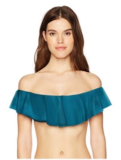 Women's Off Shoulder Ruffle Bandeau Bikini Swimsuit Top