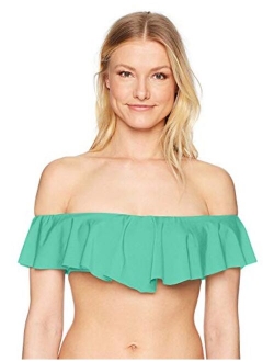 Women's Off Shoulder Ruffle Bandeau Bikini Swimsuit Top