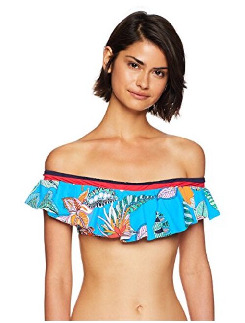 Trina Turk Women's Off Shoulder Ruffle Bandeau Bikini Swimsuit Top