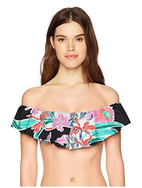 Trina Turk Women's Off Shoulder Ruffle Bandeau Bikini Swimsuit Top