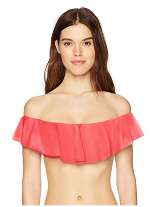 Trina Turk Women's Off Shoulder Ruffle Bandeau Bikini Swimsuit Top