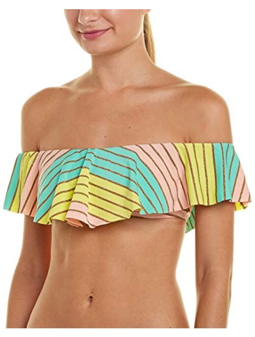 Trina Turk Women's Off Shoulder Ruffle Bandeau Bikini Swimsuit Top