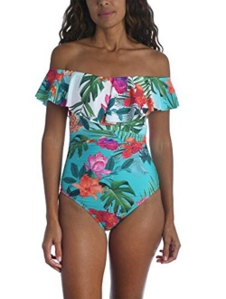 Women's Off Shoulder Ruffle One Piece Swimsuit