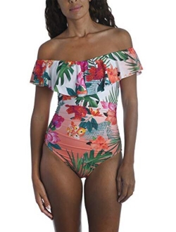 Women's Off Shoulder Ruffle One Piece Swimsuit