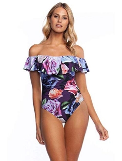 Women's Off Shoulder Ruffle One Piece Swimsuit