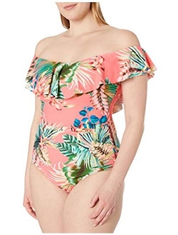 Women's Off Shoulder Ruffle One Piece Swimsuit