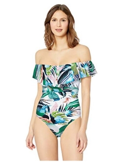 Women's Off Shoulder Ruffle One Piece Swimsuit