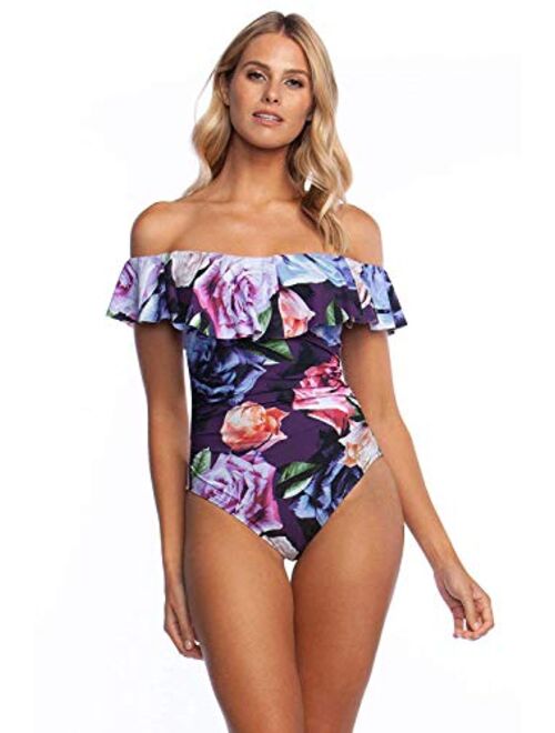 La Blanca Women's Off Shoulder Ruffle One Piece Swimsuit