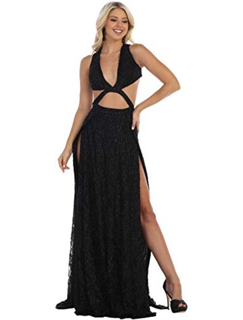 Formal Dress Shops Inc FDS7736 Sexy Double High Slit Dress