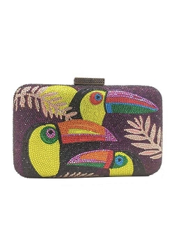 Toucan Bird Crystal Clutch Purses for Women Rhinestone Evening Bags Party Cocktail Handbag and Purse