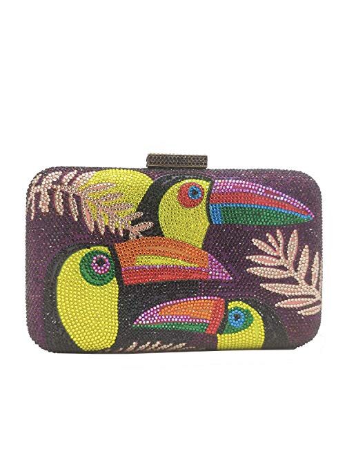 Boutique De FGG Toucan Bird Crystal Clutch Purses for Women Rhinestone Evening Bags Party Cocktail Handbag and Purse