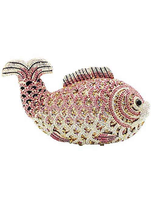 Women Evening-Bag Chain Wedding Ladies Clutch-Purse Diamond Luxury Handbag Rhinestone Fish