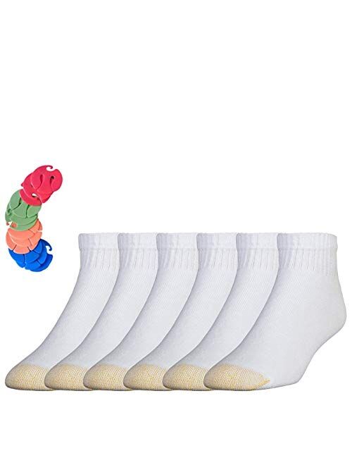 Gold Toe Men's Cotton Quarter Athletic Socks 6-Pack / 6 Free Sock Clips Included