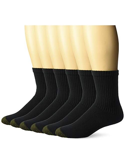 Gold Toe mens Cotton Short Crew Athletic Socks, 6 Pairs
