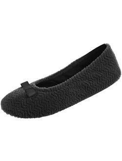 Women's Chevron Microterry Ballerina House Slipper with Moisture Wicking and Suede Sole for Comfort