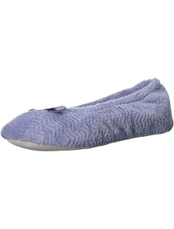 Women's Chevron Microterry Ballerina House Slipper with Moisture Wicking and Suede Sole for Comfort