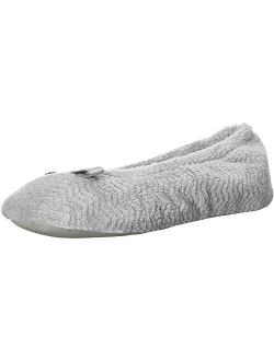 Women's Chevron Microterry Ballerina House Slipper with Moisture Wicking and Suede Sole for Comfort