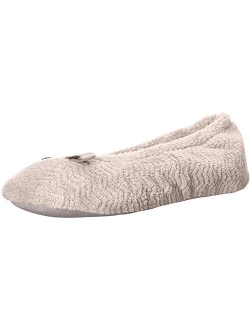 Women's Chevron Microterry Ballerina House Slipper with Moisture Wicking and Suede Sole for Comfort