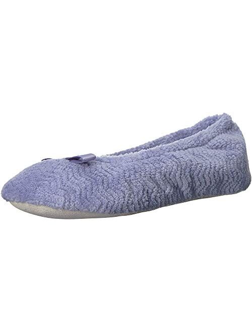 isotoner Women's Chevron Microterry Ballerina House Slipper with Moisture Wicking and Suede Sole for Comfort