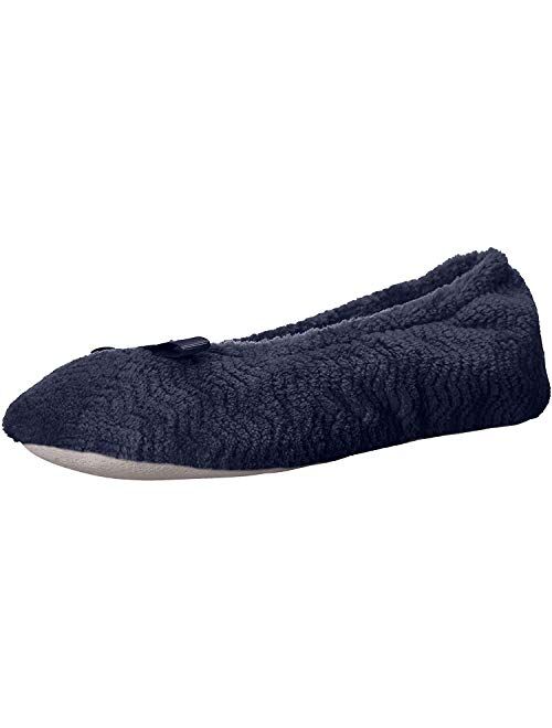 isotoner Women's Chevron Microterry Ballerina House Slipper with Moisture Wicking and Suede Sole for Comfort