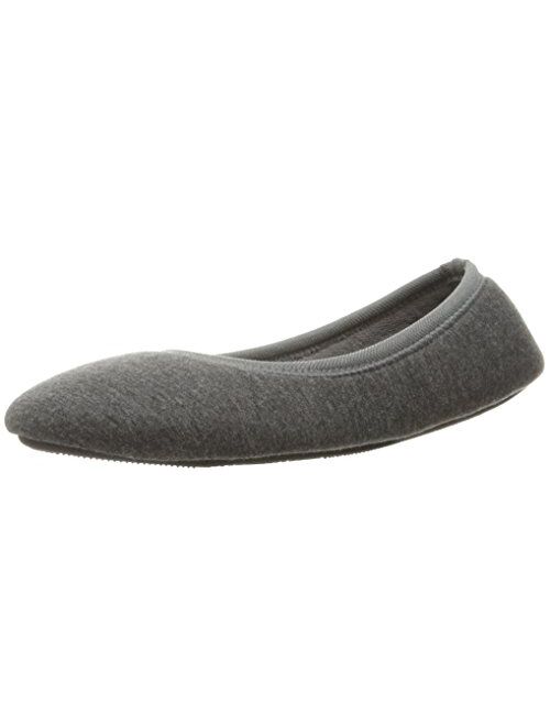 isotoner Women's Stretch Velour Victoria Ballerina House Slipper with all Around Memory Foam Comfort