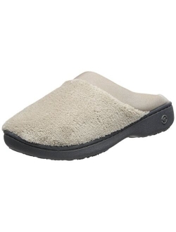 Women's Terry and Satin Slip On Cushioned Slipper with Memory Foam for Indoor/Outdoor Comfort