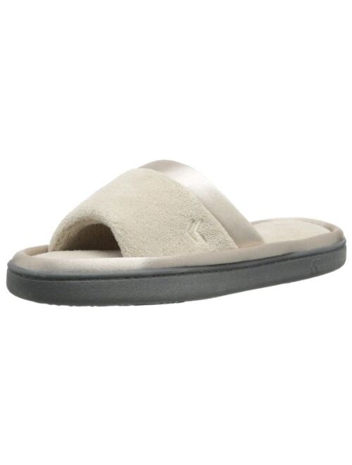 isotoner Women's Microterry Slide Slipper with Satin Trim