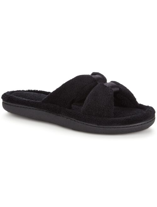 isotoner Women's Signature X-Slide Slipper, Satin Trim with Memory Foam