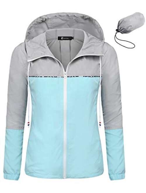 RAGEMALL Women's Waterproof Raincoats Packable Lightweight Windbreaker Active Outdoor Hooded Rain Jacket