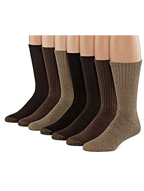 Gold Toe Men's Cotton Crew 6 Plus 1 Bonus Pack (Multi-tans), Shoe size 6-12.5