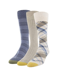 mens Bias and Box Plaid Crew Socks, 3 Pairs