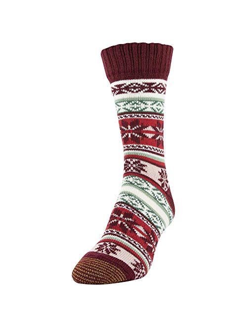 Gold Toe Women's Snowflake Fairisle Crew Socks, 2 Pairs, Cabernet, Blush, Shoe Size: 6-9