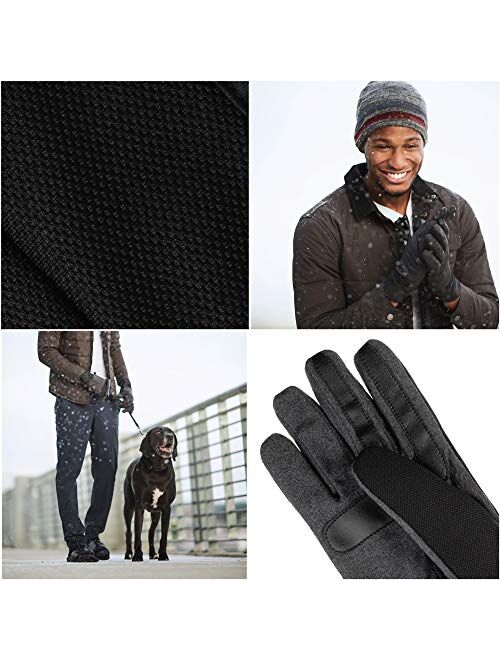 isotoner Men's Stretch Touchscreen Gloves with Water Repellent Technology, black, X-Large