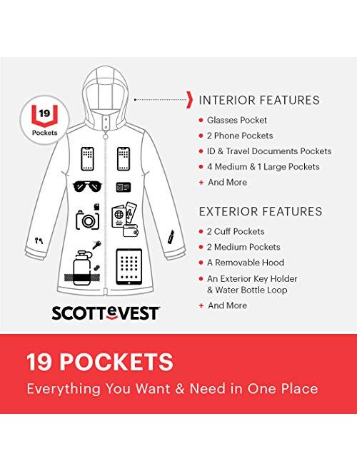 SCOTTeVEST Women's Penny Winter Rain Coat | 19 Secure Pockets | Anti-Pickpocket