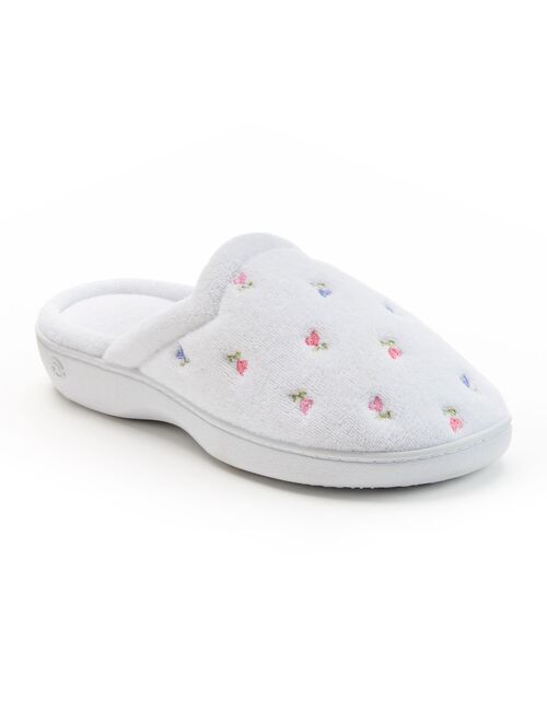 isotoner Women's Signature Terry Floral-Embroidered Slipper