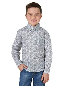 Boys' Classic One Pocket Long Sleeve Button Shirt