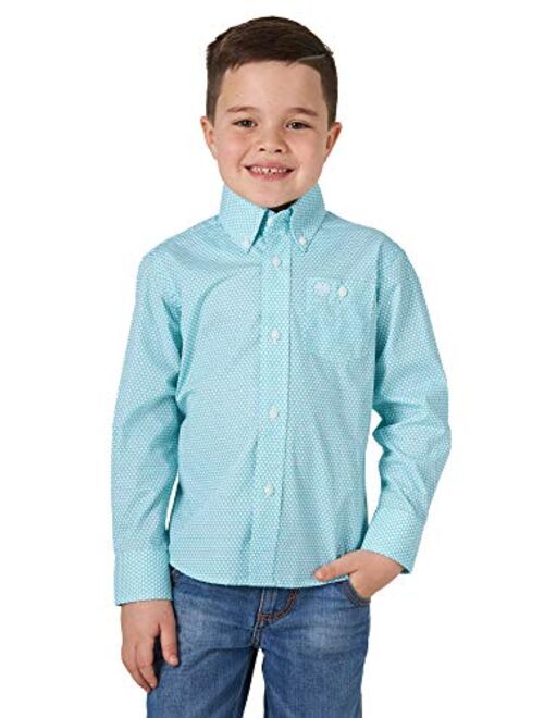 Wrangler Boys' Classic One Pocket Long Sleeve Button Shirt