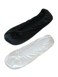 Women's Satin Classic Ballerina Slippers (Pack of 2)