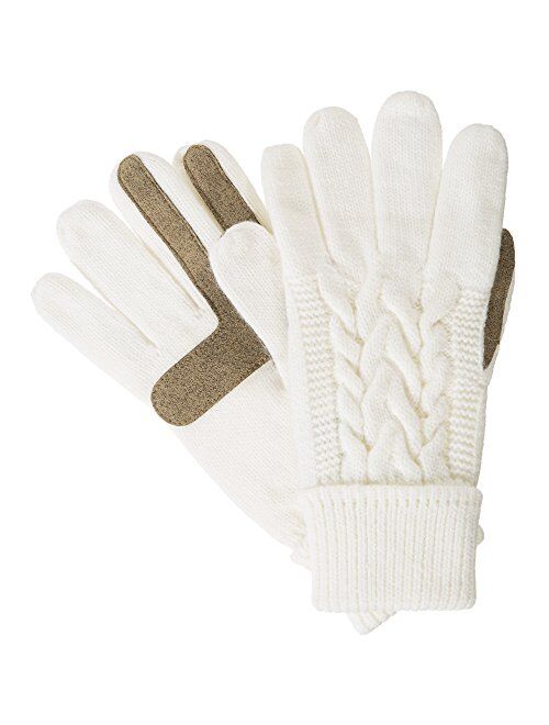 isotoner Women's Cable Knit Gloves with Touchscreen Palm Patches