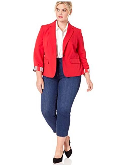 NINE WEST Women's 1 Button Notch Collar Stretch Jacket