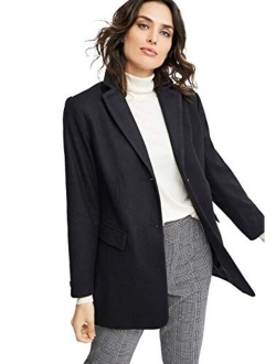 ellos Women's Plus Size Long Wool Blend Blazer