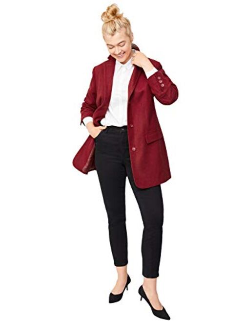 ellos Women's Plus Size Long Wool Blend Blazer