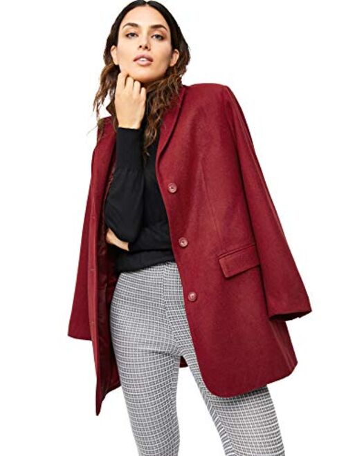 ellos Women's Plus Size Long Wool Blend Blazer