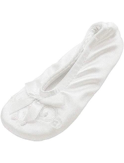 Girl's Satin Ballerina with Embroidered Pearl