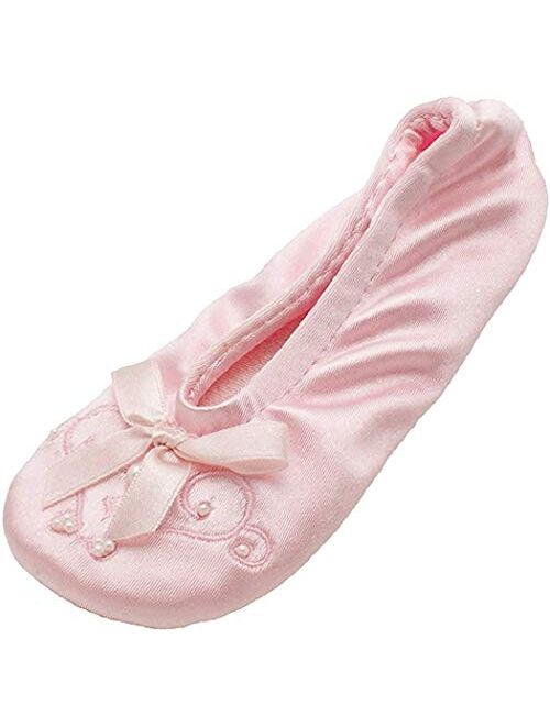 isotoner Girl's Satin Ballerina with Embroidered Pearl